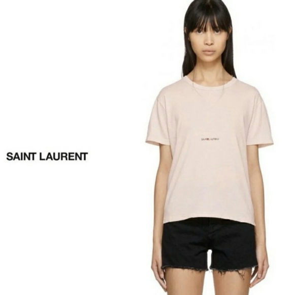Authentic pink saint Laurent distressed tee shirt - Picture 1 of 8